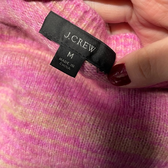 J. Crew Italian Space-Dyed Puff Sleeve Sweater Dahlia Sand merino wool cashmere - Picture 5 of 10